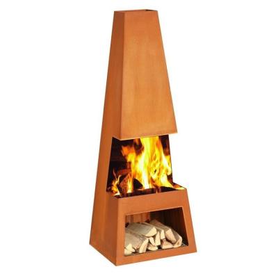 China Contemporary Designed Outdoor Fireplace Large Corten Steel Chiminea for sale