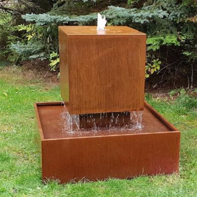 China Garden Decorative Water Cubic Block Corten Steel Floating Water Feature for sale