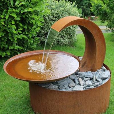 China Garden Landscaping Rusty Metal Water Furniture Corten Steel Water Feature for sale