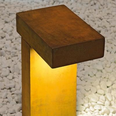 China 40cm Modern Square Led Bollards Light Corten Steel Rusty Path Lighting for sale
