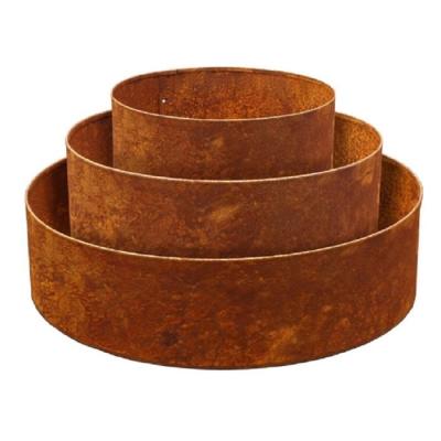 China Garden Decorative Rusty Corten Steel Garden Tree Ring With Folded Top Edge for sale