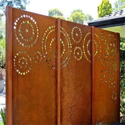China Heigh 180cm Decorative Oxy Shield Spiral Pattern Corten Steel Spiral Screen Panel for sale