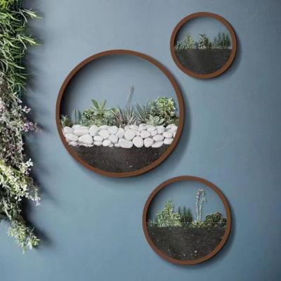 China Home Metal Wall Decoration Corten Steel Half Round Wall Hanging Flower Pots for sale