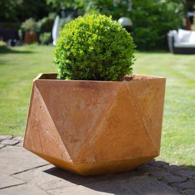 China Large Hexagonal Garden Pots Container Corten Metal Flower Planters For Patios for sale