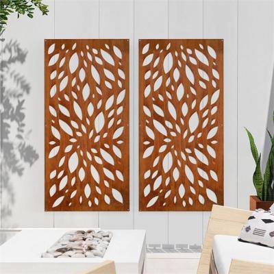 China Laser Cutting Leafy Greens Patterns Corten Steel Decorative Wall Panel for sale