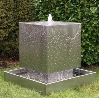 China Public Decorative Water Black Cascading Stainless Steel Cube Water Fountain for sale