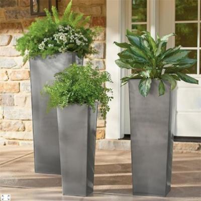 China Contemporary Brushed Tapered Stainless Steel Planter Box For Indoor And Outdoor for sale