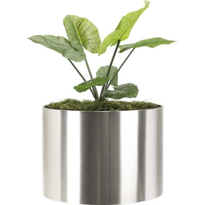China Customized Size Decorative Polished Stainless Steel Round Flower Pots for sale