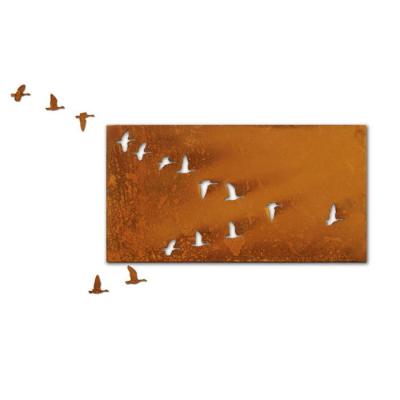 China Industrial Home Decoration Geese Metal Wall Corten Steel Metal Birds Wall Art for sale