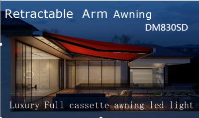 China Heavy Duty Full Cassette Awning Outdoor Custom Retractable Motorized Folding Arm Awning Cover for sale
