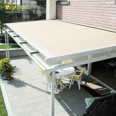China Aluminum Waterproof Retractable Skylight Shade Sunroom Roof Awning for sale