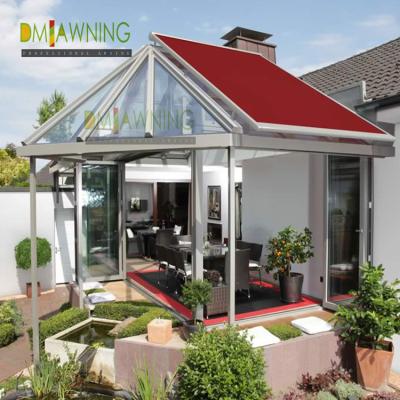 China Aluminum Retractable Roof Awning Conservatory Full Cassette Folding Arm Awning for sale