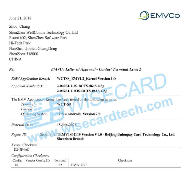 EMV L2 - Wisecard Technology Co., Ltd.
