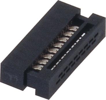 China WCON 1.27mm IDC socket  Connector 16 Pin PBT black  30%GF UL94V-0  ROHS for sale