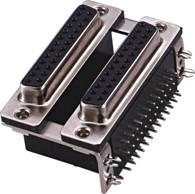 China WCON D Type Connector / D Shaped Connector Female Dual Row 25 Pin PBT black ROHS for sale