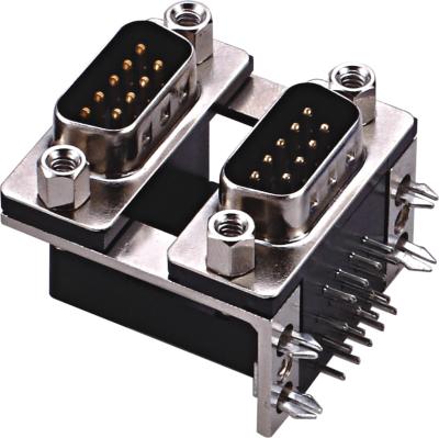 China Tipo fila dual del Pin D de WCON D Shell Connector Right Angle 9 del conector macho en venta