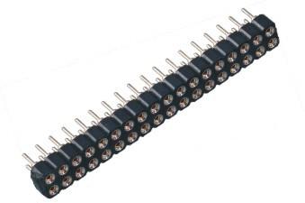 China WCON 2.54 mm Pitch Round Pin Header Double Row H=3.0 Black Color  ROHS for sale