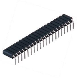 China 2.54mm Female Round Pin Header Connector Double Row Right Angle PPS Black for sale
