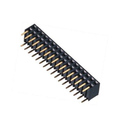 China Right angle  2.54 mm Female header connector PA9T black gold flash ROHS for sale