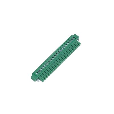 China 3.50mm Pluggable Terminal Block Female Vertical Line Matte Tin PA66 Green With Ear for sale