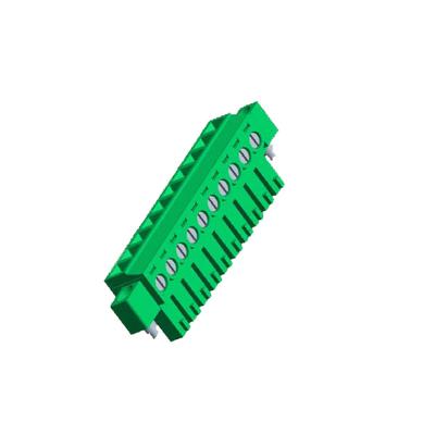 China 14P Vertical Line Pluggable Screw Terminal Block Female PA66 Green ROHS for sale