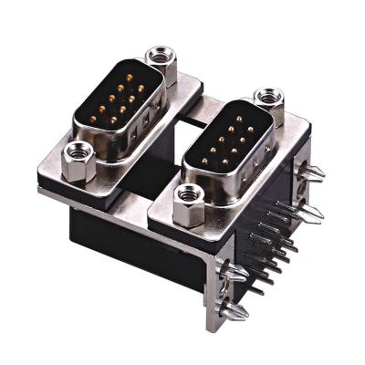 China D type  two part  with fork Right Angle Dual Row D Sub Connector PBT black 15 Pin wcon ROHS for sale