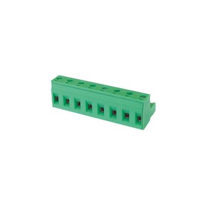 China Green Color Terminal Block Connector 5.08 Pitch Without Ear PA66 Female Matte Tin ROHS for sale