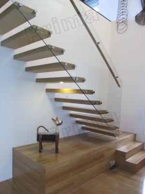 China stainless steel handrails wood staircase floating stairs for sale