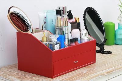 China Caja de almacenamiento cosmética de escritorio coreana del OEM 40*31*27 cm de la PU en venta