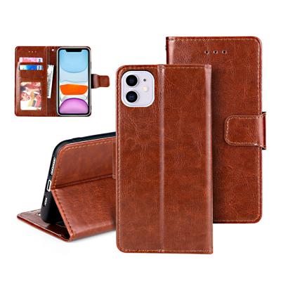 China Luxury Card Insert PU Trifold Leather Flip Cases for sale