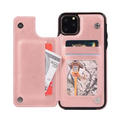 China iPhone11 Flip Card Holder Pink ODM Leather Flip Cover for sale