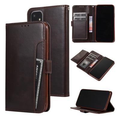 China Kickstand IPhone11 Leather Flip Phone Case With Credit Slots for sale
