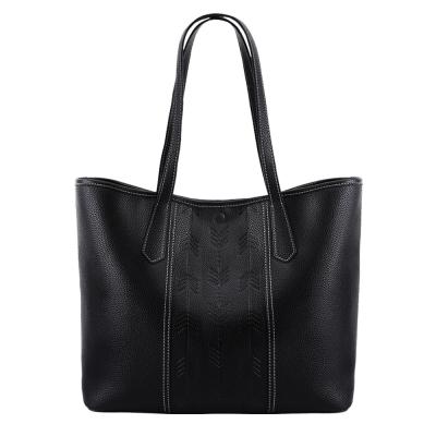 China shopping Embossed logo 32*13*28CM Womens Black Handbag for sale