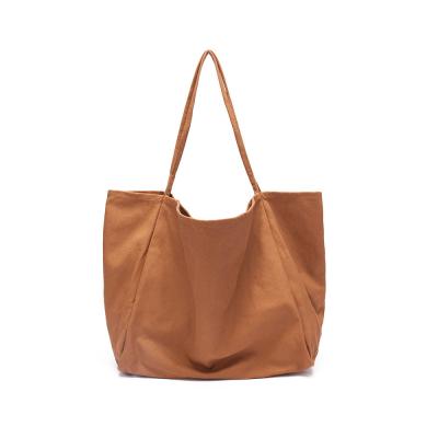 China 34cm brown quality canvas single shoulder Reusable Shopping Bags for sale