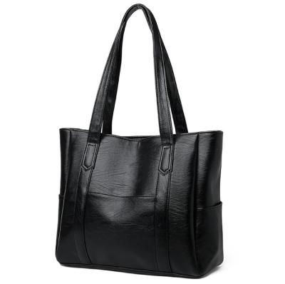 China Black Classic Zipper Ladies Tote Bags With PU Leather for sale