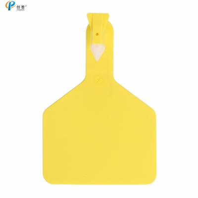 China Custom Yellow 46*58mm Cow Ear Tag Tpu Material One Piece For Cattle for sale