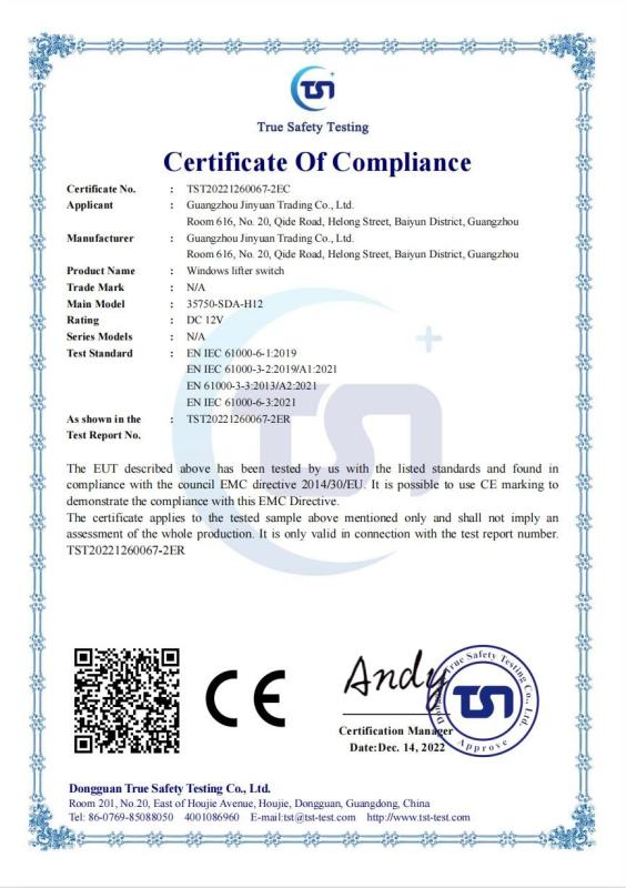 ENIEC 61000-6-1:2019 - Guangzhou Jinyuan Auto Parts Co., Ltd.