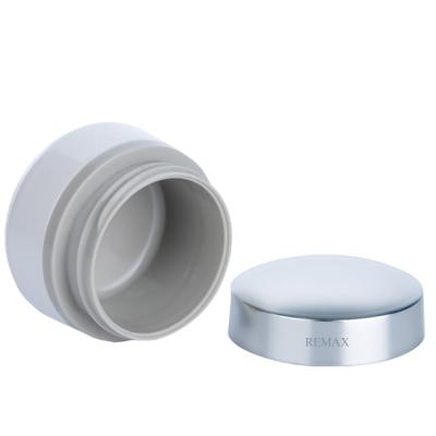 China 50ml Grey White Plastic Face Cream Jar With Silver Cap Unisex Frosted Plastic Jar for sale