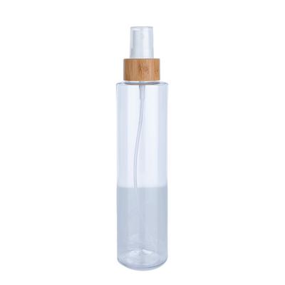 China Aqua 220ml Cosmetic Bamboo Bottle Plastic Mist Spray Bottle 44mm for sale