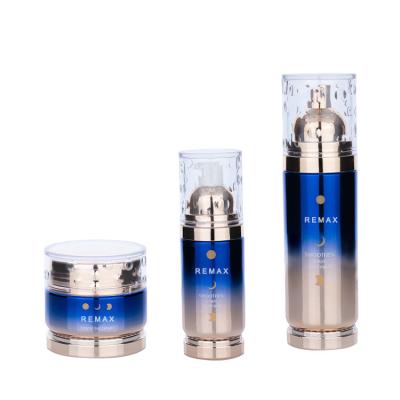China 120ml Blue Gradient Cosmetic Packaging Bottle Glass Empty Skincare Bottles For Facial Care for sale