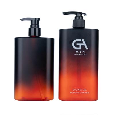China 350 ml 400 ml frasco de loção preto mate vermelho gradiente frasco de shampoo dispensador para banho à venda