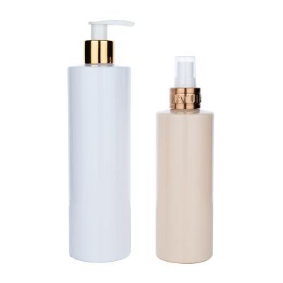 China 400ml 250ml Plastic Pump Bottle Lotion Shampoo Bottle Recycle Champagne Color for sale
