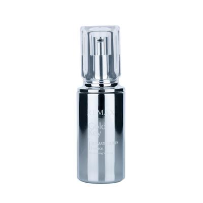 China 50ml Transparent Cap Glass Cosmetic Packaging Silver Glass Cosmetic Containers for sale