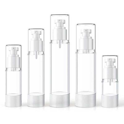 Chine Bouteilles de pompe sans air de 15 ml 30 ml 50 ml Bouteille de pompe transparente à vide en plastique à vendre
