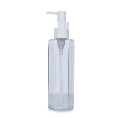 China 160ml Hexagonal Oil Cosmetic Bottle Clear Plastic Makeup Remover Bottle for sale