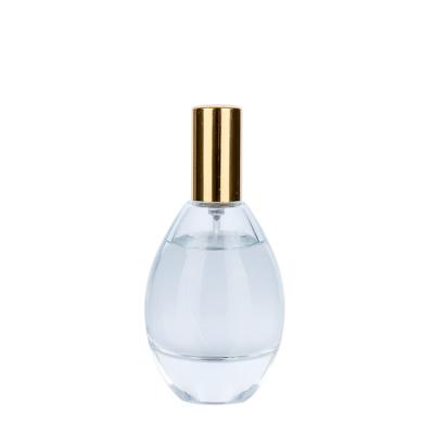 China Luxury 50ml Clear Glass Perfume Bottle Transparent With Gold Threaded Cap for sale