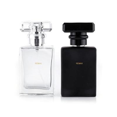 China Matte Black Glass Bottle 50ml With Gold Spray Head For Fragrance for sale