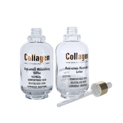 China 160ml Clear Glass Essential Oil Dropper Bottle Glass Cosmetic Packaging With Gold Dropper for sale