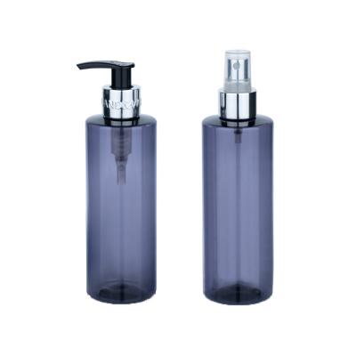 China Versatile 250ml Oil Cosmetic Bottle Silver Aluminum Pump Top Cosmetic Bottle for sale