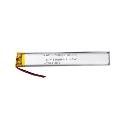 China 3.7V 850mAh 701488 Custom Ultra Narrow Lipo Battery Pack For Portable Medical Devices for sale